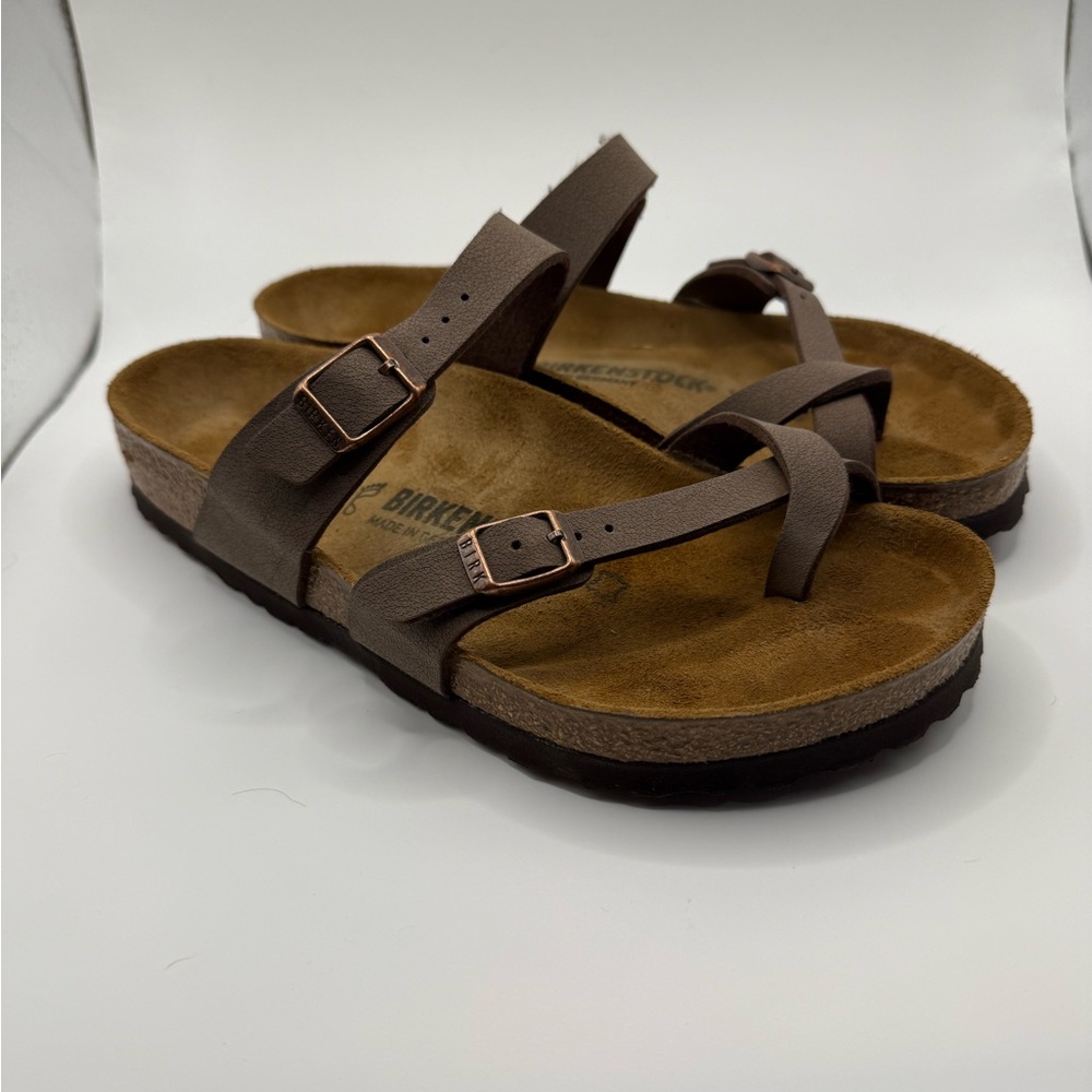 BIRKENSTOCK Mayari mocha Birkibuc Women’s Sandals 38 Brown Loop Toe New No Box